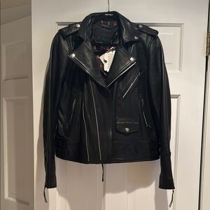 Hell Babes Black Leather Biker Jacket